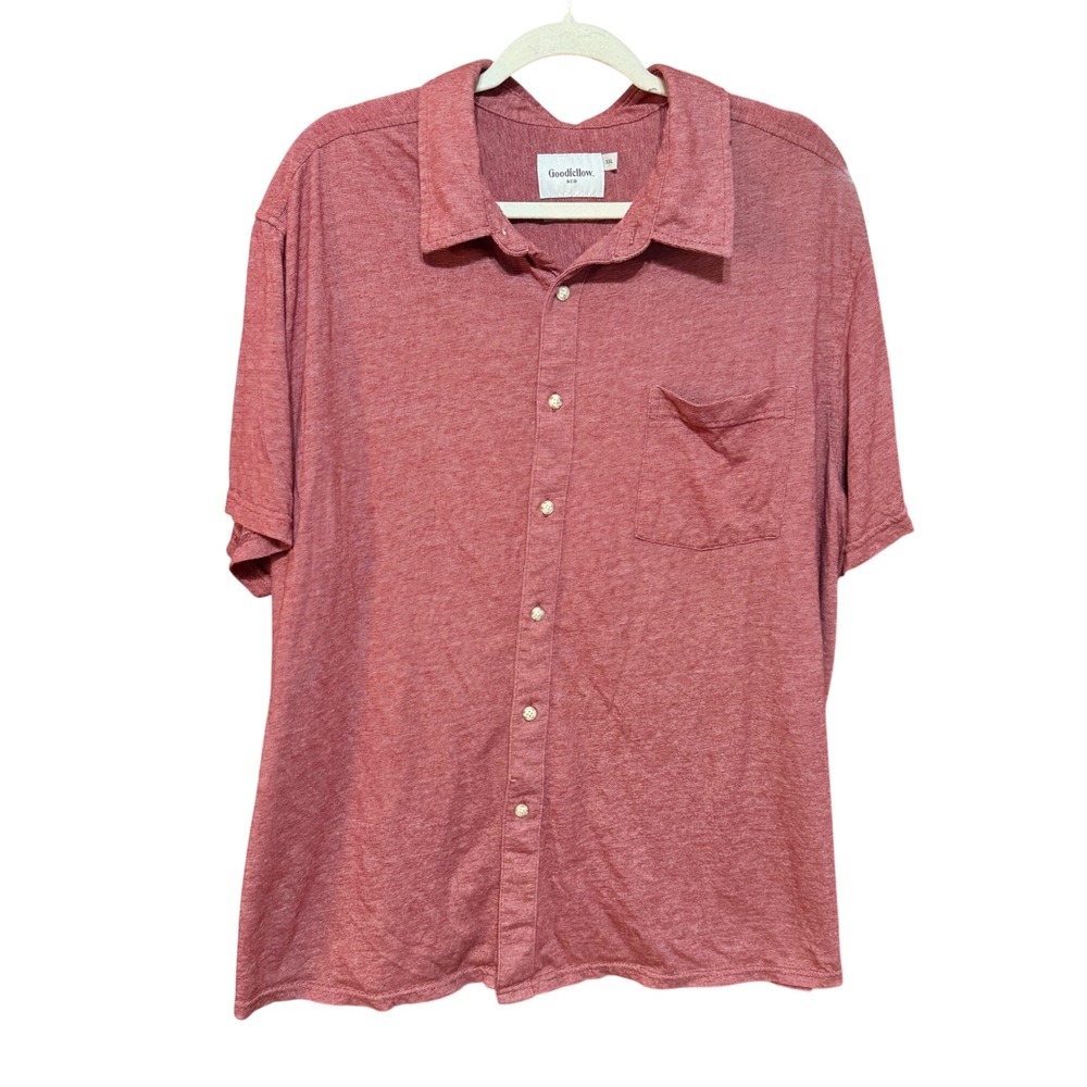 Goodfellow & Co Mens XXL Button Down Shirt Heathered Red Jersey Knit Casual